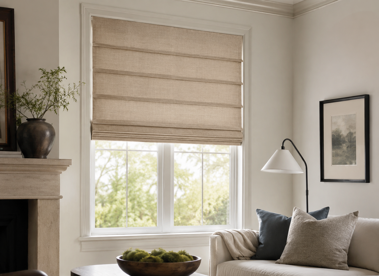 Permanently Pleated Roman shade